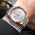 Reloj de pulsera de cuarzo clásico de marca OLEVS para hombre, reloj analógico de acero inoxidable resistente al agua para hombre de negocios 2869